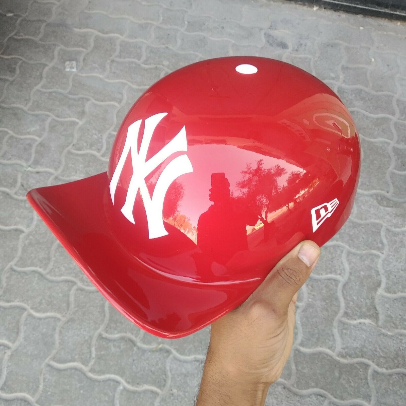 Motorcycle Helmet Baseball Cap Style fiberglass custom Helmet Bike red & white