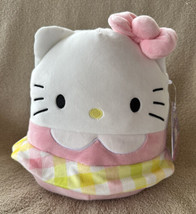 Squishmallow 2023 Hello Kitty Easter 10&quot; Plush Pastel Pink Plaid Skirt Sanrio - £26.37 GBP