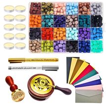 Deluxe Wax Seal Kit with Stamp &amp; 624 Sealing Wax Beads - 24 Colors with ... - $24.64
