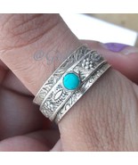 Turquoise Ring | 925 Sterling Silver Ring | Handmade Texture Meditation ... - $50.99