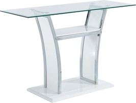 Contemporary Glass Top Metal Sofa Table, Glossy White, By Iohomes. - £353.80 GBP