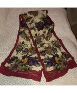 Adrienne Vittadini Vintage Floral Silk Scarf Fringe 46X10 Made In Japan - €8,58 EUR