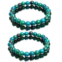 1/3Pcs Chrysocolla Malachite Bracelets for Women Men Natural Stone Beads Bracele - £14.41 GBP