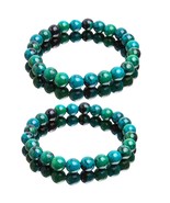 1/3Pcs Chrysocolla Malachite Bracelets for Women Men Natural Stone Beads... - £14.44 GBP