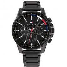 Tommy Hilfiger Herren Quarz schwarz Edelstahl schwarzes Zifferblatt 44 mm Uhr... - £82.04 GBP