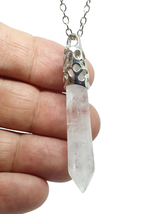 Quartz Necklace Pendant Polished Faceted Natural Crystal Gemstone Silver Chain  - £11.84 GBP