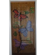 Natural Bamboo Beaded Curtain Butterflies Beads Window Doors Room Divide... - $71.16