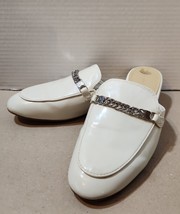 Marc Fisher Sz 6M Whiley Mule Ivory Patent Leather Slip On Shoes w/ Silv... - £27.37 GBP