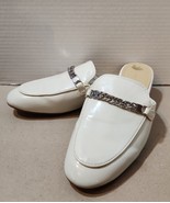 Marc Fisher Sz 6M Whiley Mule Ivory Patent Leather Slip On Shoes w/ Silv... - $47.77 CAD