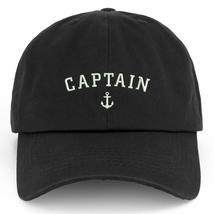 Trendy Apparel Shop XXL Captain Anchor Embroidered Unstructured Cotton Cap - Bla - £17.62 GBP