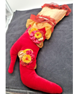 Vintage Victorian Embellished Christmas Stocking High Heel Boot Shoe Red... - €17,32 EUR