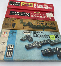 Vintage 1970&#39;s Dominoes Lot of 4 Sets Double 6 Dragon Halsam Jaymar 2X 9... - $49.49