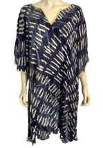 Nic+Zoe Blue , Gray, Yellow V Neck Short Sleeve A Line Dress Size 3X - $37.99