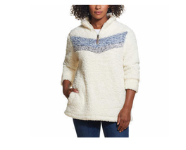 Weatherproof ~ Size Medium ~ White/Blue ~ Sherpa ~ Pullover ~ 1/4 Zip Ja... - £23.47 GBP