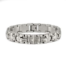 Men&#39;s Stainless Steel Cross Link Bracelet - £140.21 GBP