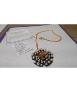 Carnelian orange gemstone floral costume handmade pendant necklace &amp; gol... - £46.12 GBP