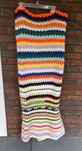 Misshapen Vintage Afghan Hand Made Crochet Knit Granny Throw Blanket Not... - $13.30