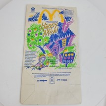 Vintage 1991 McDonald&#39;s Happy Meal Paper Bag Hamburgler Cat Tree - £10.46 GBP