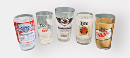 Set of 5 Beer Glasses Mint Cond (2) Budweiser, Coors Light, Miller &amp; Mil... - $14.45