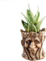 Funny Planter Youfui Head Planter With Drainage Hole Resin Plant Pot, Smile Face - £24.76 GBP