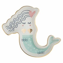 Mermaid 04641 Ceramic Shaped Jewelry Trinket Tray Dish Gold Trim 6&quot; L - $22.77