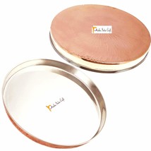 SKAVIJ Copper Stainless Steel Round Dinnerware Service Platter Thali (12 Inch, P - £42.92 GBP