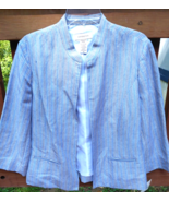 Misses Linen Jacket Covington NWt Y/D Stripe LG Vintage Sears Eyehook Cl... - $22.76