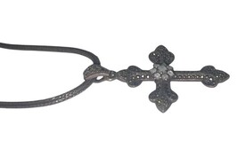 Konstantino Sterling Silver Marcasite MOP Cross Necklace Byzantine Chain 925 Vtg image 4