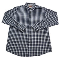 Wrangler Shirt Men Medium Blue White Check Western Long Sleeve Button Up Casual - £20.49 GBP