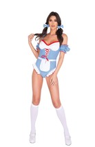 4pc Gingham Kansas Girl Costume Includes Romper with Lace-Up Detail and Padded C - £57.86 GBP