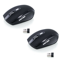 2X 2.4Ghz Wireless Optical Mouse Mice Usb Receiver For Pc Laptop Computer Black - £12.45 GBP