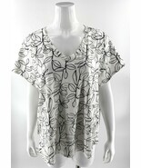 Cynthia Rowley Black White Vine Print Womens Top Plus Size 2X Cotton V N... - $470.41 MXN