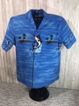 KY&#39;s Hawaiian Blue Swordfish Print Button Up Shirt Men&#39;s Small Made In USA - £14.77 GBP