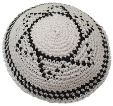 Knitted KIPPA 7&quot;/17cm Yarmulke Kipa Kippah cap black small star of Magen... - £3.59 GBP