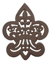 10&quot;W Fleur De Lis Medallion Crown With Mini Le Fleur Emblems Cast Iron Trivet - £19.17 GBP