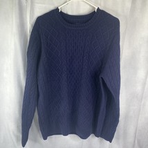 Charles Tyrwhitt Mens L 100% Lambswool Knit Pullover Sweater Blue Chunky... - $61.85