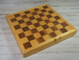 Folk Art 14.5x14.5&quot; Wood Primitive Rustic Chess Checker Board w/ Hang Brackets - £16.84 GBP