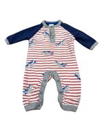 Baby Boden 3-6M Robot Print Red &amp; White Striped Cotton Romper With Blue ... - $316.98 MXN