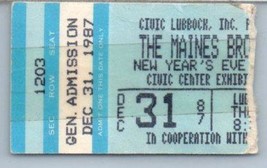 Maines Brothers Concert Ticket Stub December 31 1987 Lubbock Texas - $24.74