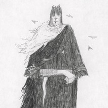 Dark assassin fantasy art print, 5x7. Pencil drawing of thief with cloak, dagger - £11.94 GBP