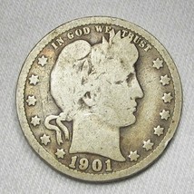 1901 Barber Quarter Coin AH308 - £23.12 GBP
