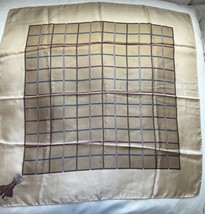 Vintage Burberry Silk Scarf Check Plaid Cream Tan 30” x 30” England - £63.42 GBP