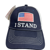 I Stand American Flag Baseball Hat Cap I Love My Freedom Mesh Patriotic - £27.53 GBP