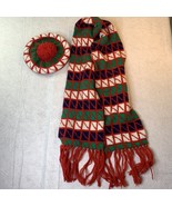 Vintage Beret Scarf Set 58” Colorful Mod 60s One Size  Knit Acrylic - $25.87 CAD
