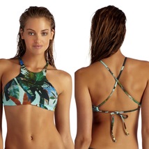 Vitamin A Swim Atlantis Tropical Print Cozumel High Neck Bikini Top (8/M) - £55.04 GBP
