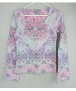 Apt 9 Womens Pink &amp; Purple Beaded Floral Butterfly Shirt Size Small - $20.15 CAD