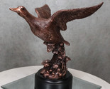 Rustic Pond Flying Mallard Duck Statue In Bronze Electroplated Resin Finish - $63.99
