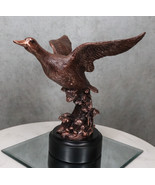 Rustic Pond Flying Mallard Duck Statue In Bronze Electroplated Resin Finish - £50.55 GBP