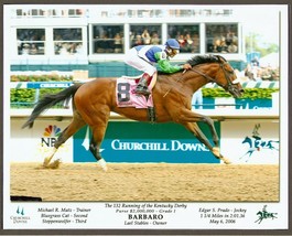 2006 - BARBARO winning the Kentucky Derby with Statistics - 10&quot; x 8&quot; - £15.44 GBP