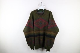 Vtg 90s Streetwear Mens Large Wool Blend Knit Rainbow Paisley Crewneck S... - £49.38 GBP